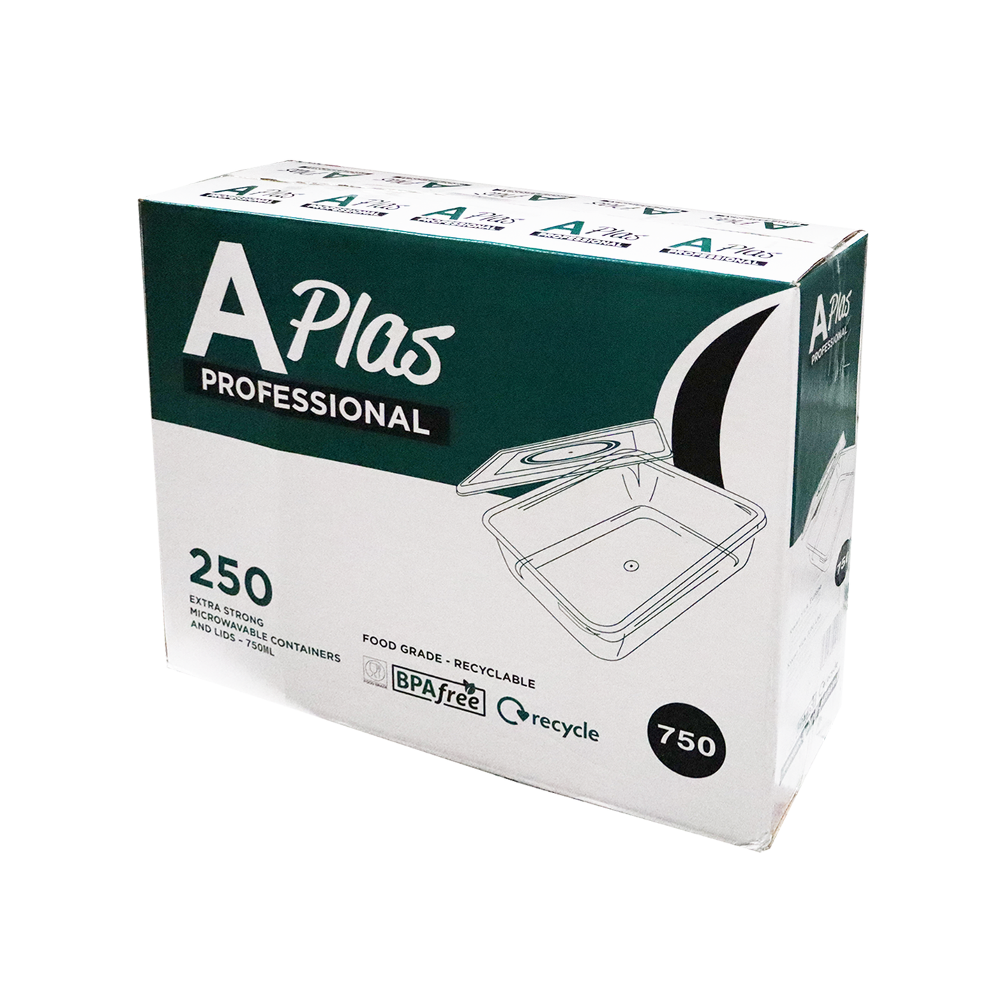 APLAS 750ML MICROWAVEABLE CONT+LIDS 塑料盒带盖