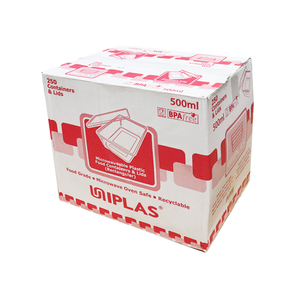 UNIPLAS 500ML CONTAINERS WITH LIDS 方形塑料外卖盒