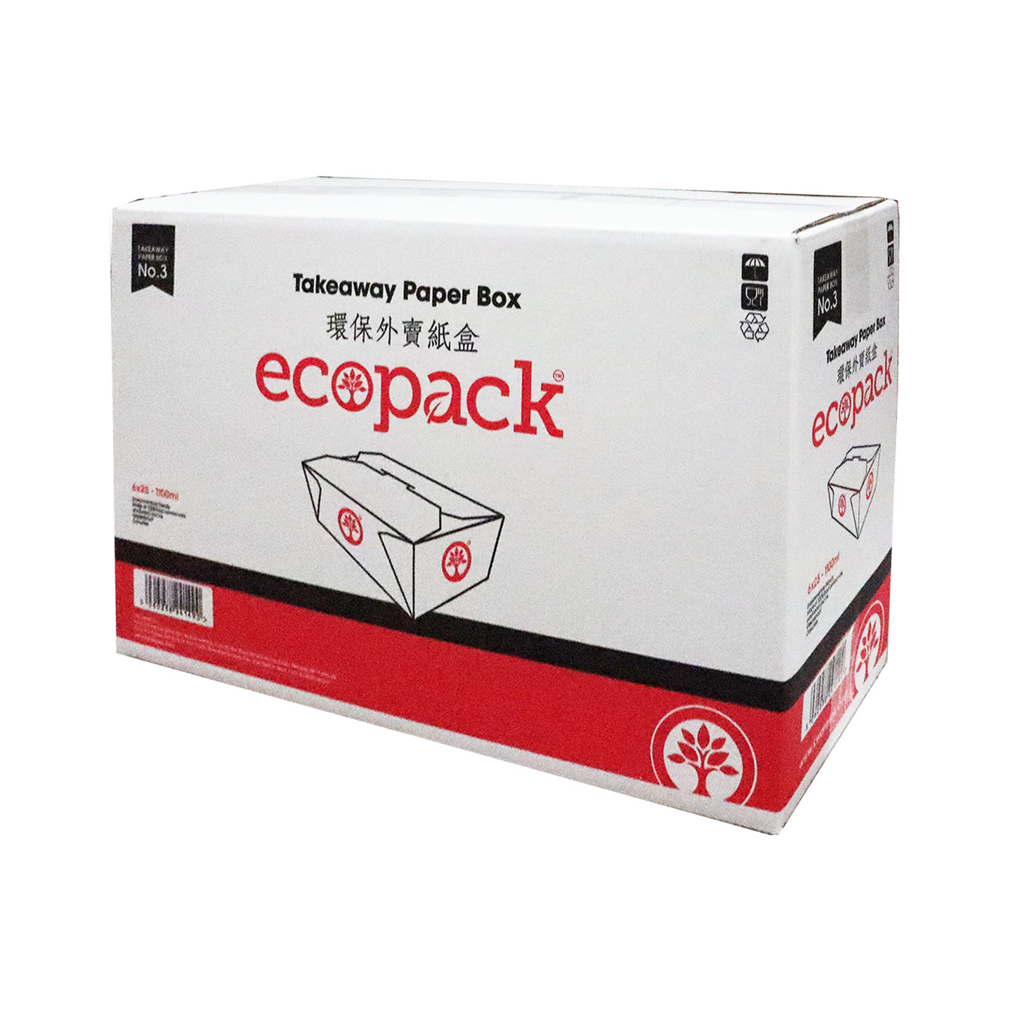 ECOPACK VIP 3 RED 1100ML 外卖纸盒